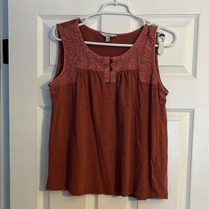 Lucky Brand Terracotta Lace Detail Tank Top